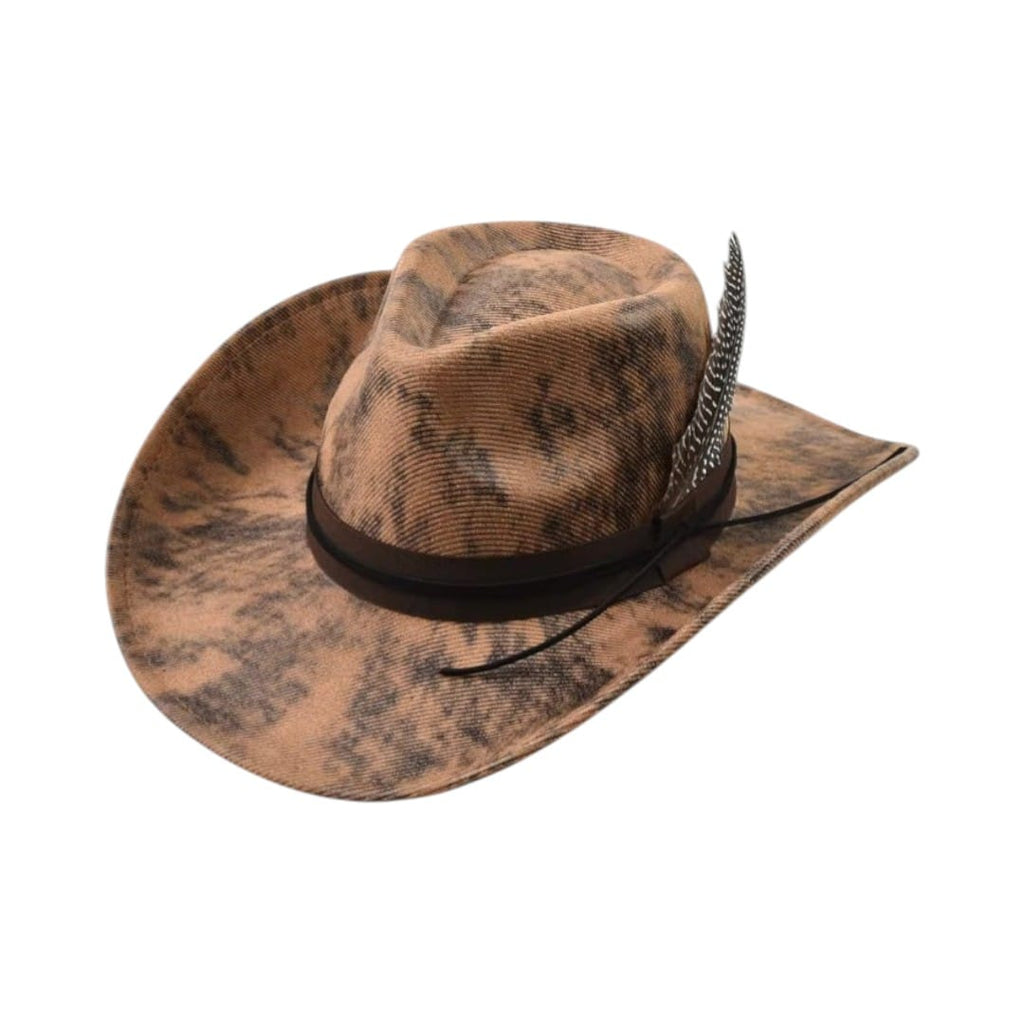 Le Comptoir du Chapeau Marron Clair Chapeau Cowboy Vintage Plume