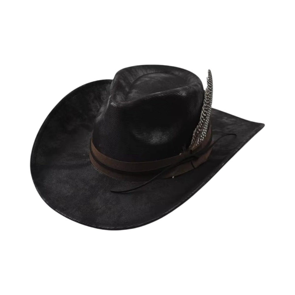 Le Comptoir du Chapeau Noir Chapeau Cowboy Vintage Plume