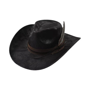 Le Comptoir du Chapeau Noir Chapeau Cowboy Vintage Plume