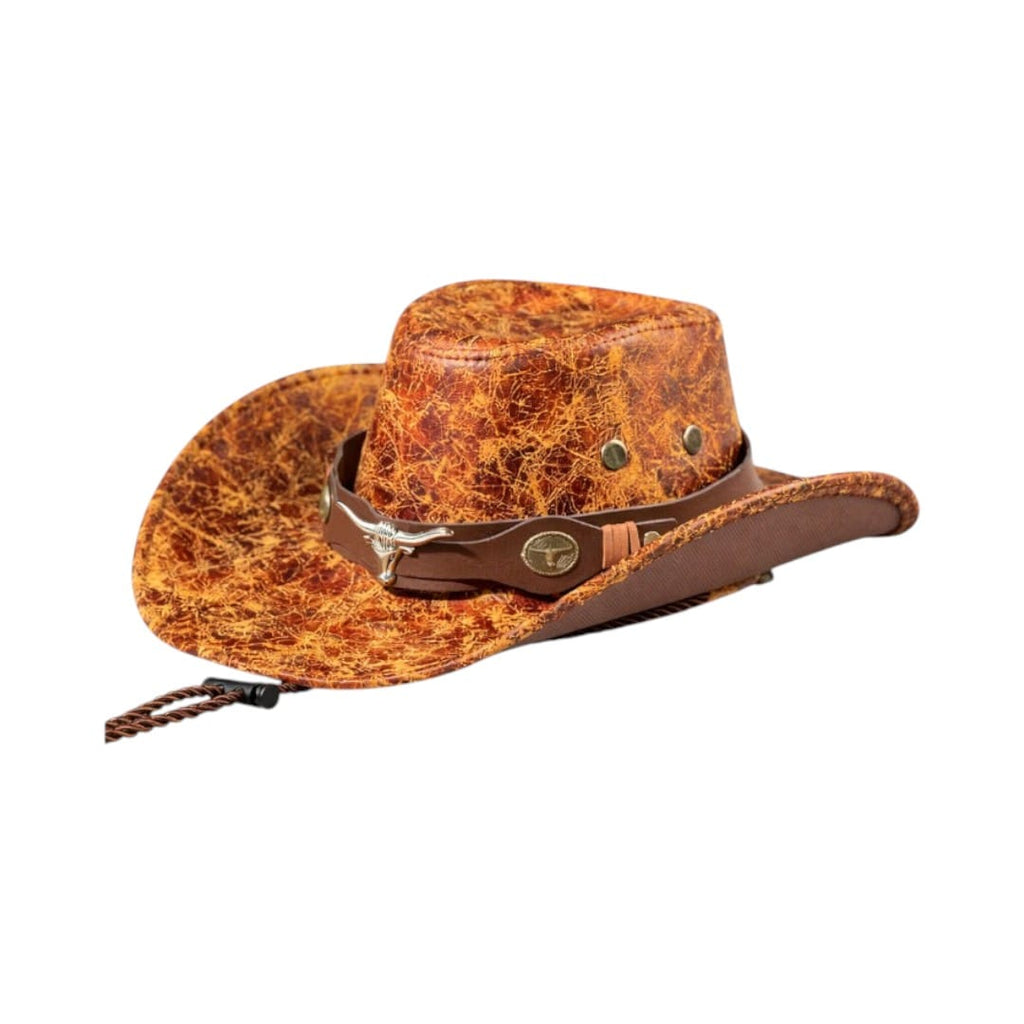 Le Comptoir du Chapeau Orange Chapeau Cowboy Vintage Similicuir