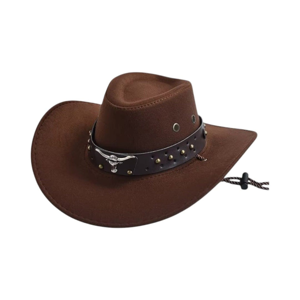 Le Comptoir du Chapeau Marron Chapeau Cowboy Vintage Suédine Large Bord