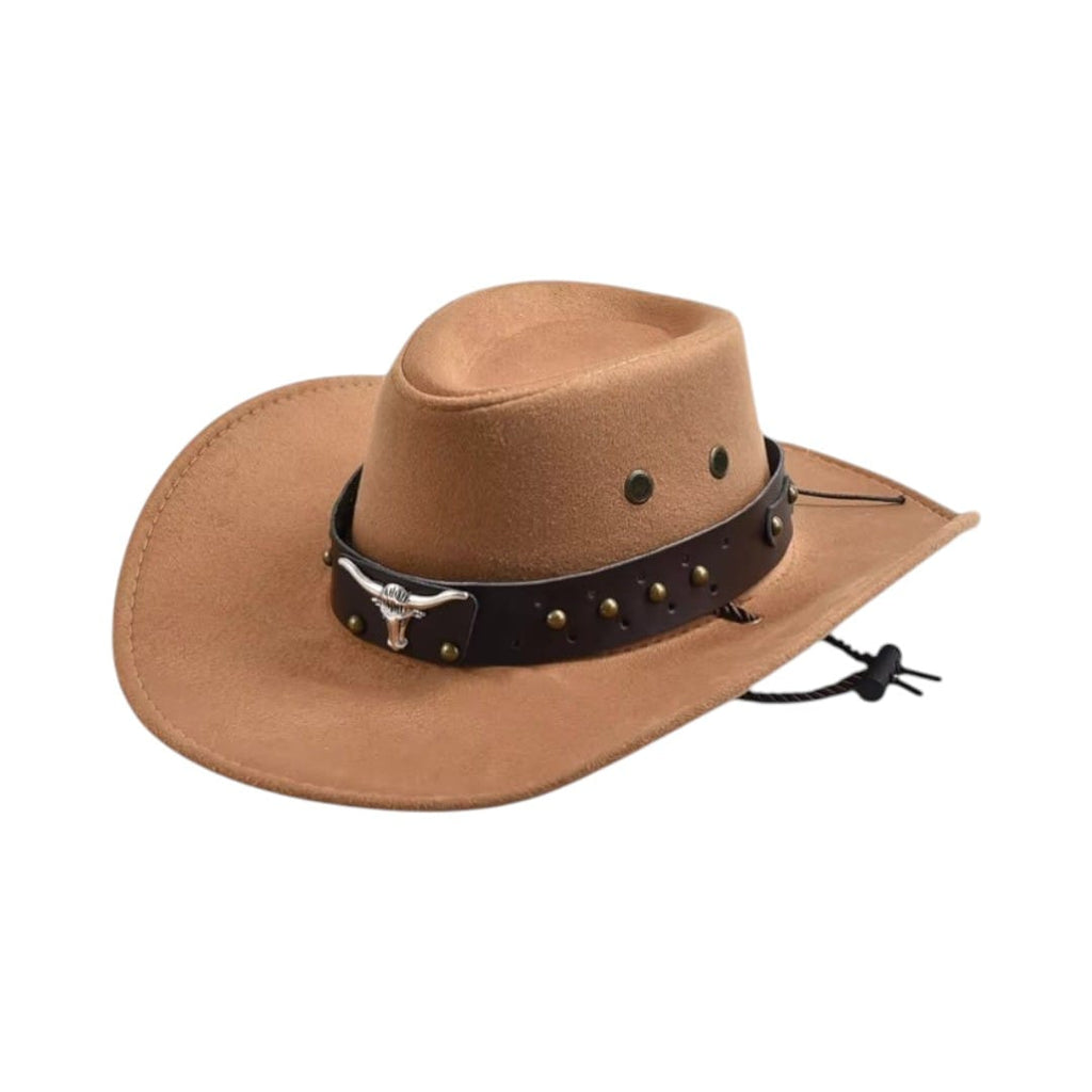 Le Comptoir du Chapeau Marron Clair Chapeau Cowboy Vintage Suédine Large Bord