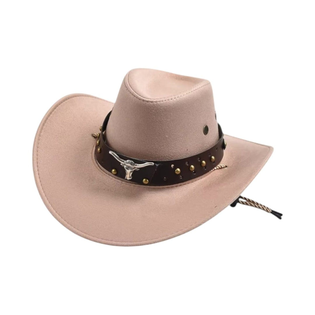 Le Comptoir du Chapeau Champagne Chapeau Cowboy Vintage Suédine Large Bord