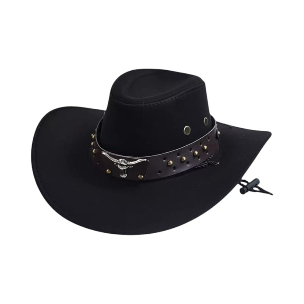Le Comptoir du Chapeau Noir Chapeau Cowboy Vintage Suédine Large Bord
