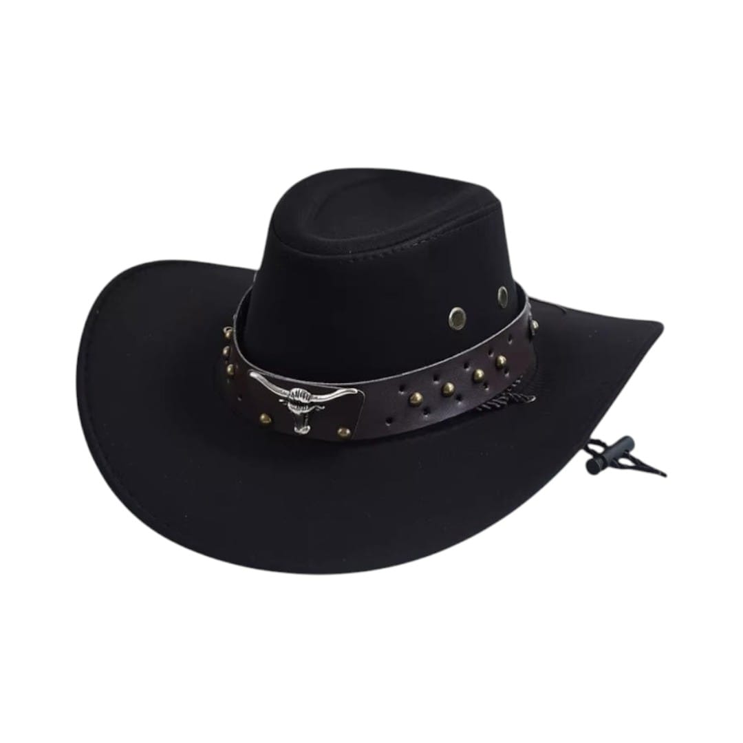 Le Comptoir du Chapeau Noir Chapeau Cowboy Vintage Suédine Large Bord