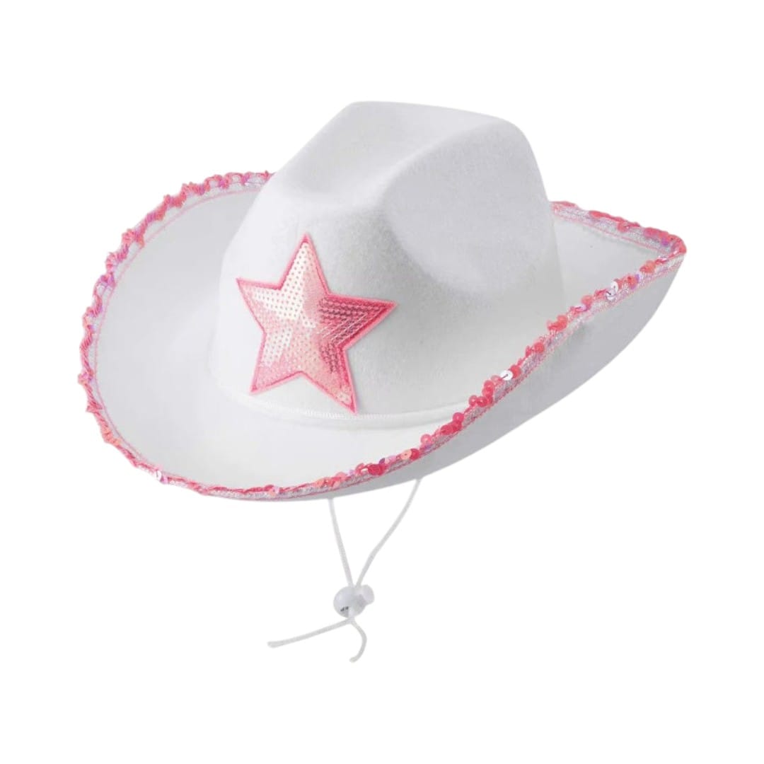 Le Comptoir du Chapeau Chapeau Cowgirl Blanc Étoile Rose