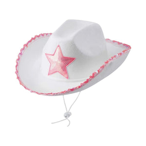 Le Comptoir du Chapeau Rose Chapeau Cowgirl Blanc Étoile Rose