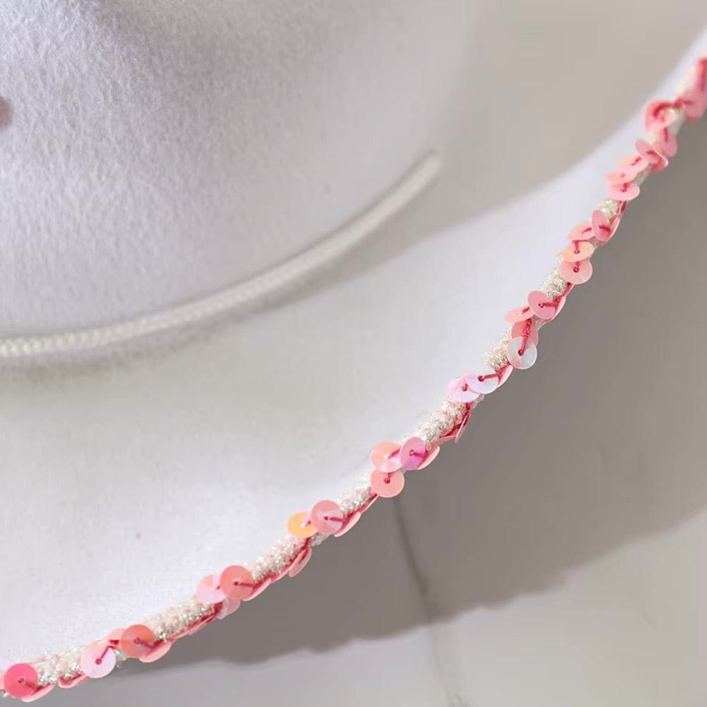 Le Comptoir du Chapeau Chapeau Cowgirl Blanc Étoile Rose