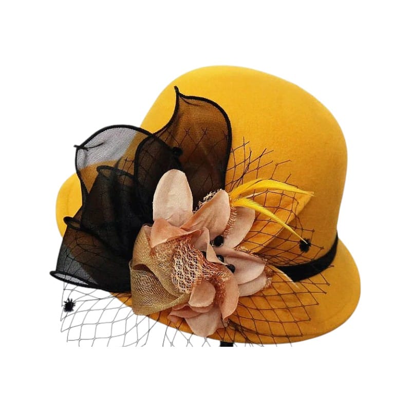 Le Comptoir du Chapeau Jaune / Taille unique Chapeau Femme Laine Cérémonie Ruban