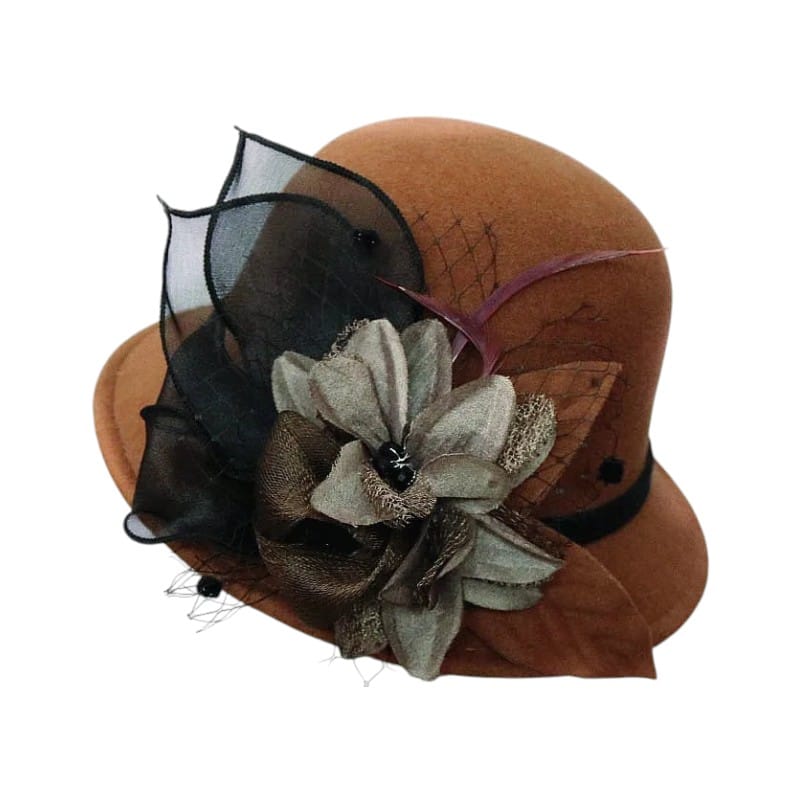 Le Comptoir du Chapeau Marron / Taille unique Chapeau Femme Laine Cérémonie Ruban