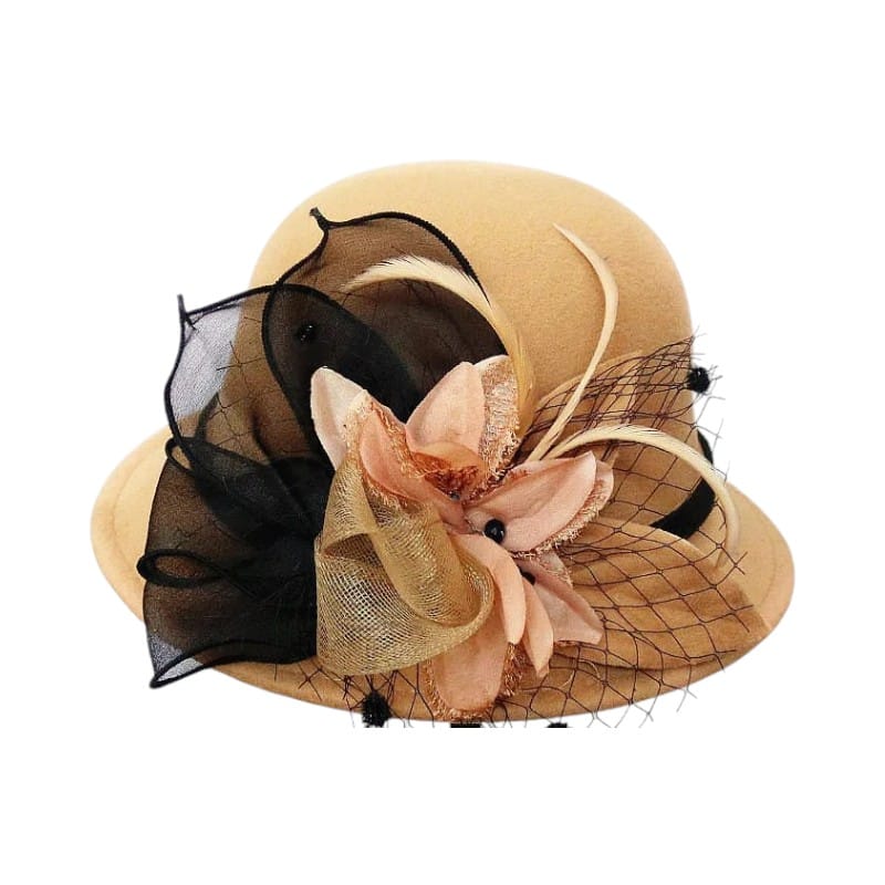 Le Comptoir du Chapeau Marron Clair / Taille unique Chapeau Femme Laine Cérémonie Ruban