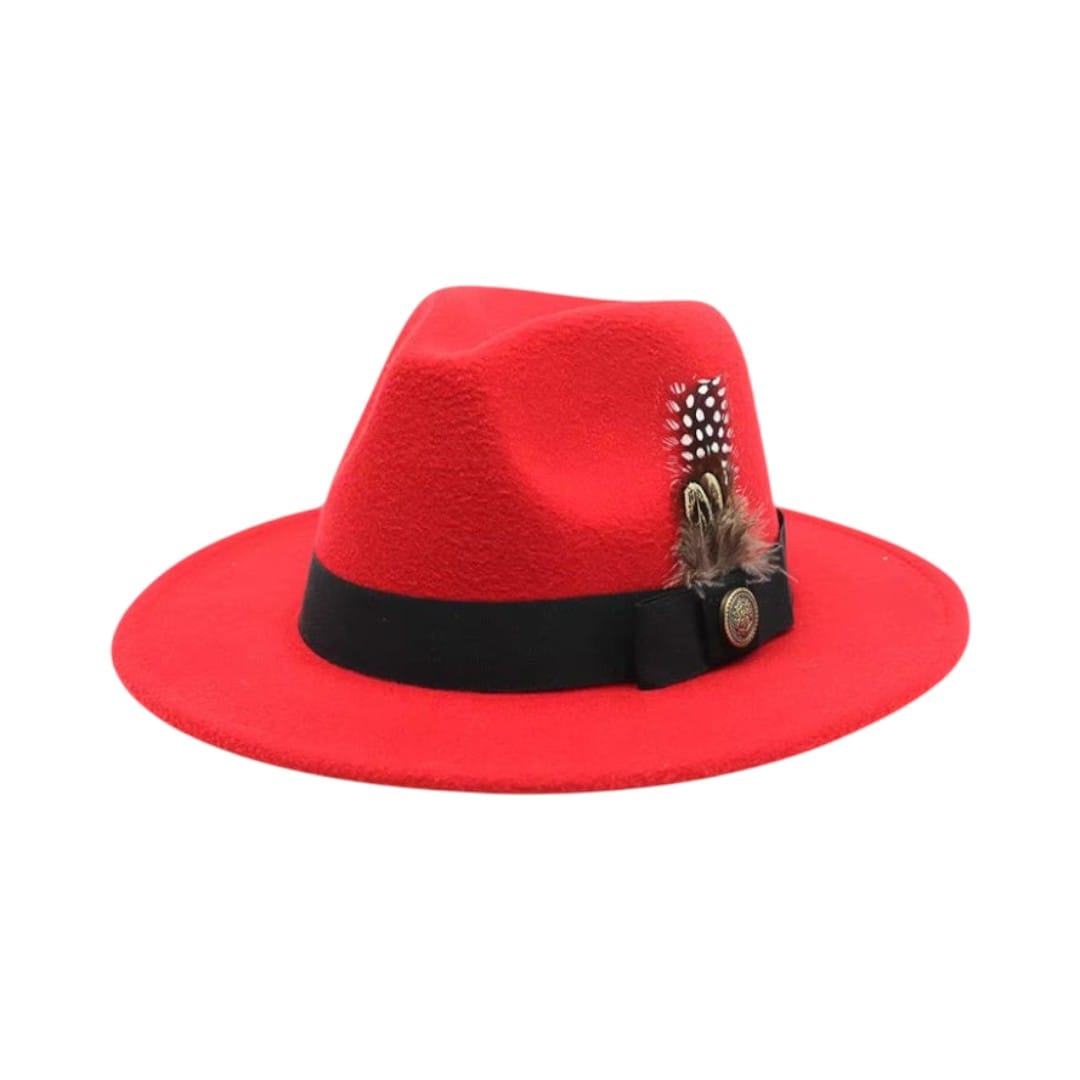Le Comptoir du Chapeau Rouge / M (56-58cm) Chapeau Haut-de-Forme Fedora Plumes Fête