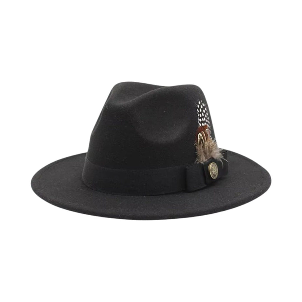 Le Comptoir du Chapeau Noir / M (56-58cm) Chapeau Haut-de-Forme Fedora Plumes Fête