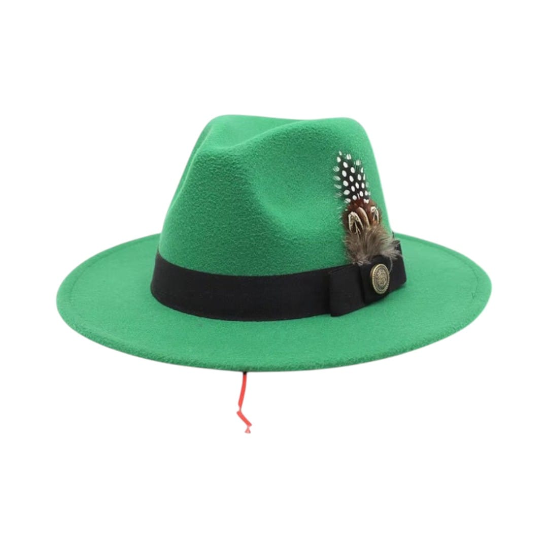 Le Comptoir du Chapeau Vert / M (56-58cm) Chapeau Haut-de-Forme Fedora Plumes Fête
