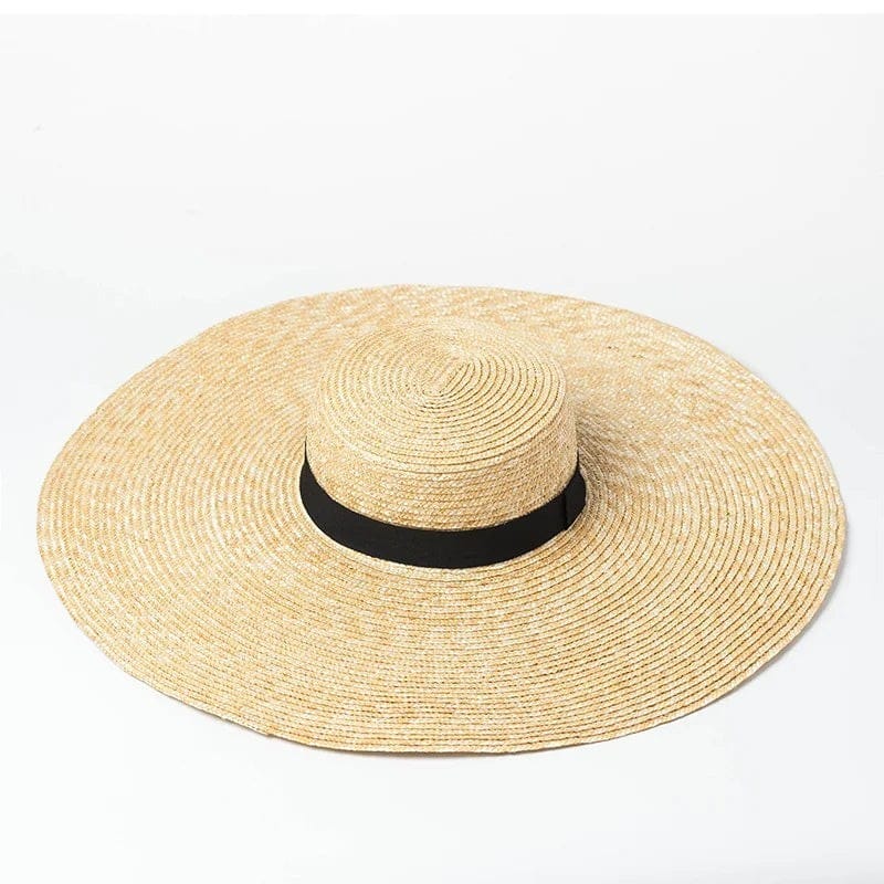 Le Comptoir du Chapeau Beige / Bord 15cm Chapeau Paille Géant Bord Extra Large