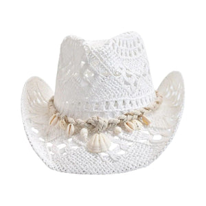 Le Comptoir du Chapeau Blanc Chapeau Panama Femme Coquillages