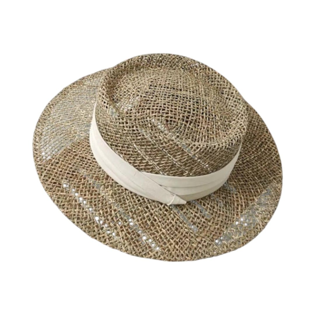 Le Comptoir du Chapeau Beige Chapeau Panama Paille Plate