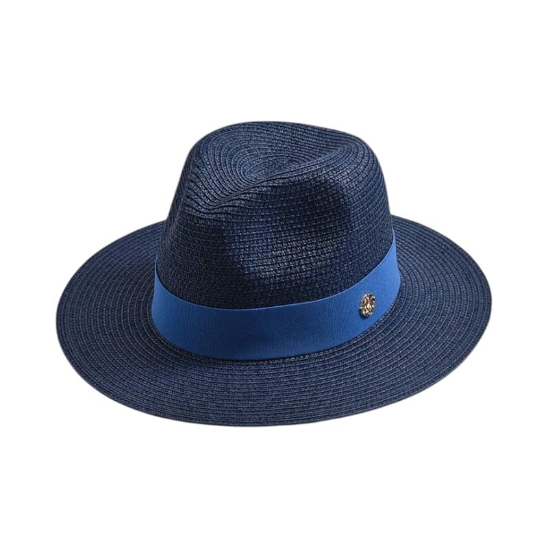 Le Comptoir du Chapeau Bleu Marine Chapeau Panama Paille Ruban Chic