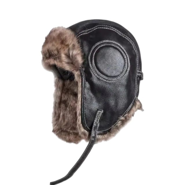 Le Comptoir du Chapeau Noir / 55-60cm Chapka Russe Fourrure Oreillettes Ski Hiver