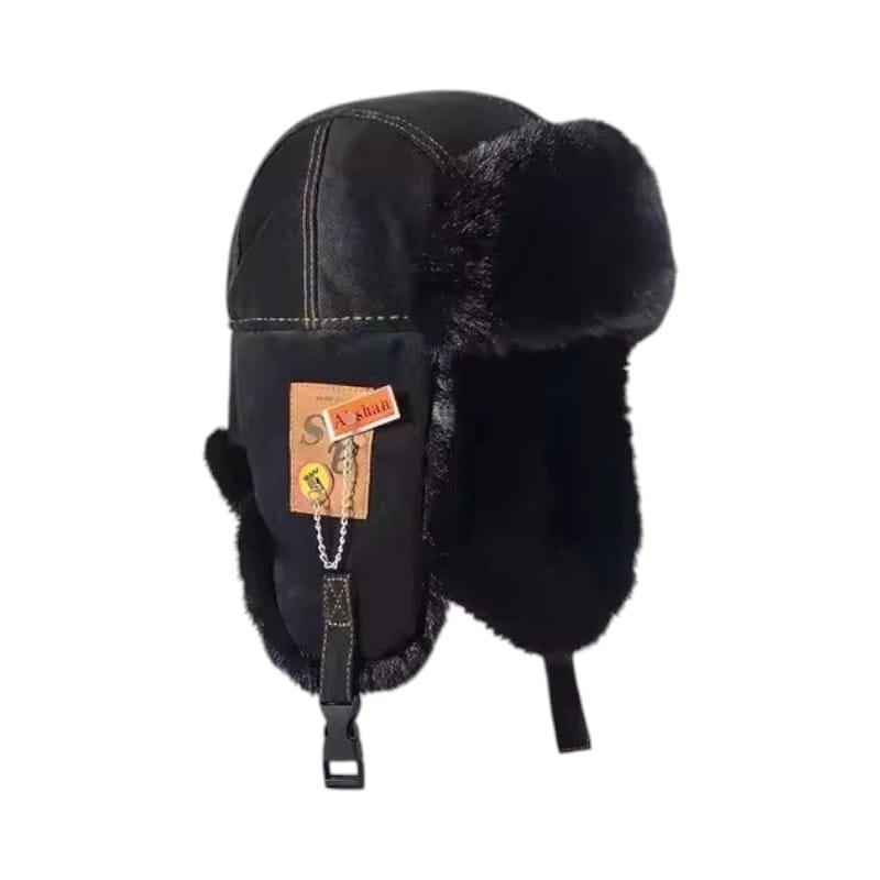 Le Comptoir du Chapeau Noir 2 / 55-60cm Chapka Russe Fourrure Oreillettes Ski Hiver