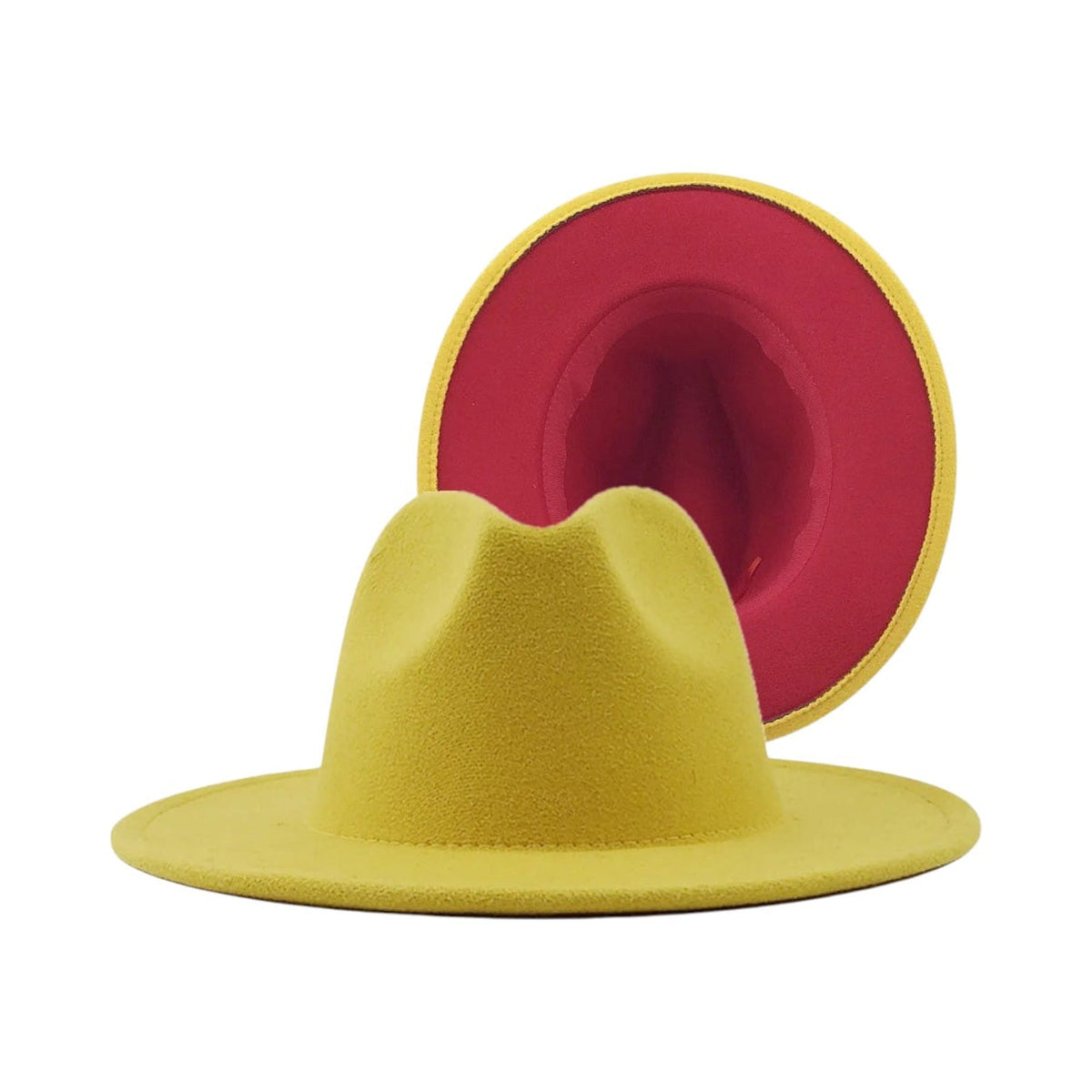 Le Comptoir du Chapeau Jaune / 59-60 cm Fedora Bicolore Feutre Large Bord Jazz