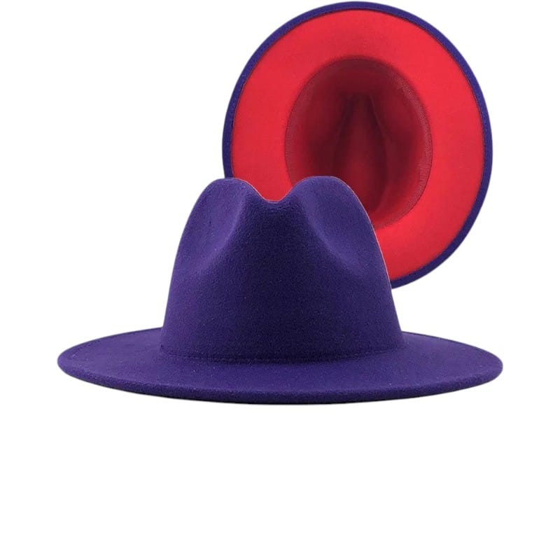 Le Comptoir du Chapeau Violet / 59-60 cm Fedora Bicolore Feutre Large Bord Jazz