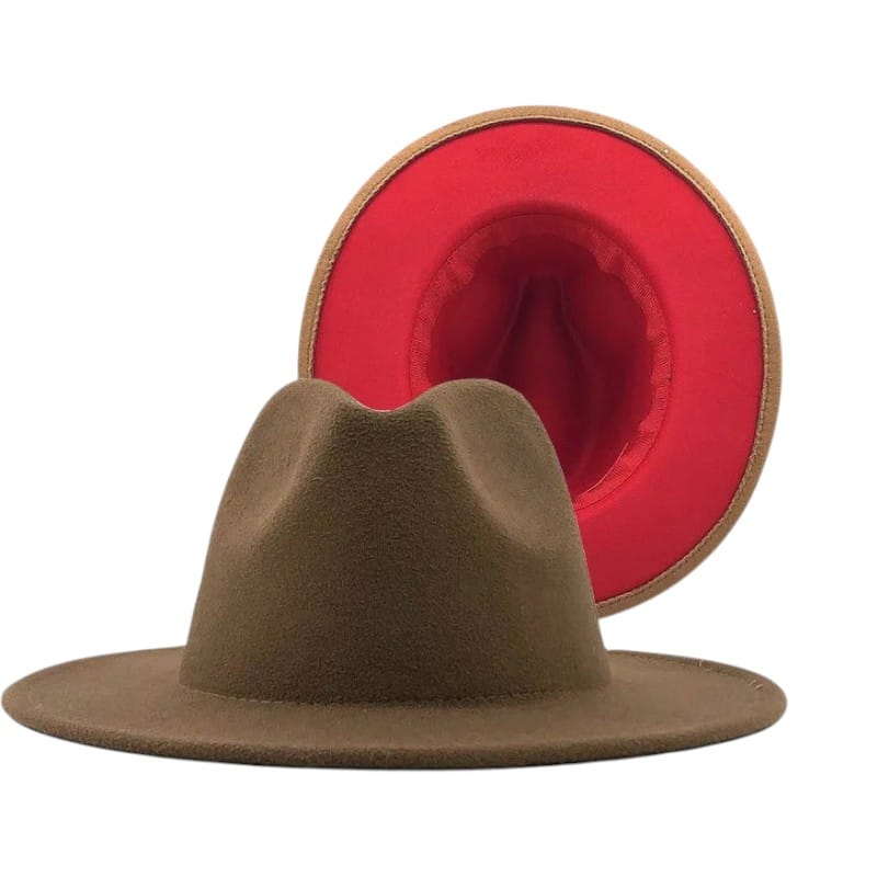 Le Comptoir du Chapeau Marron / 59-60 cm Fedora Bicolore Feutre Large Bord Jazz