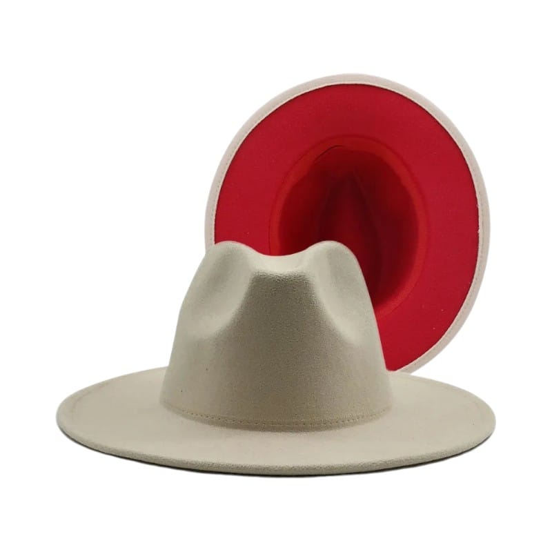 Le Comptoir du Chapeau Beige / 59-60 cm Fedora Bicolore Feutre Large Bord Jazz