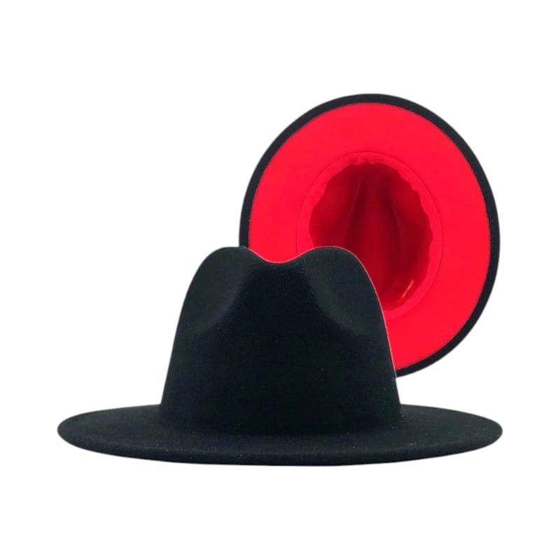 Le Comptoir du Chapeau Noir / 59-60 cm Fedora Bicolore Feutre Large Bord Jazz