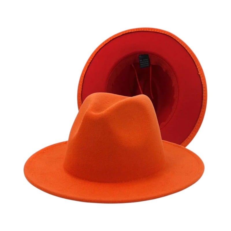 Le Comptoir du Chapeau Orange / 59-60 cm Fedora Bicolore Feutre Large Bord Jazz