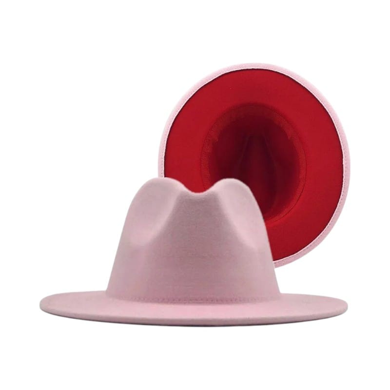 Le Comptoir du Chapeau Rose / 59-60 cm Fedora Bicolore Feutre Large Bord Jazz