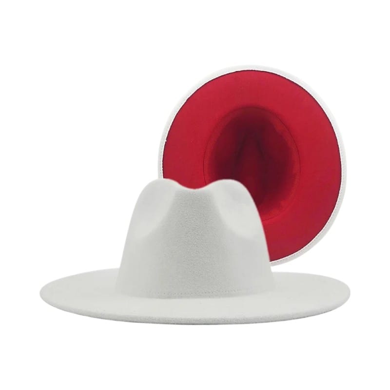 Le Comptoir du Chapeau Blanc / 59-60 cm Fedora Bicolore Feutre Large Bord Jazz