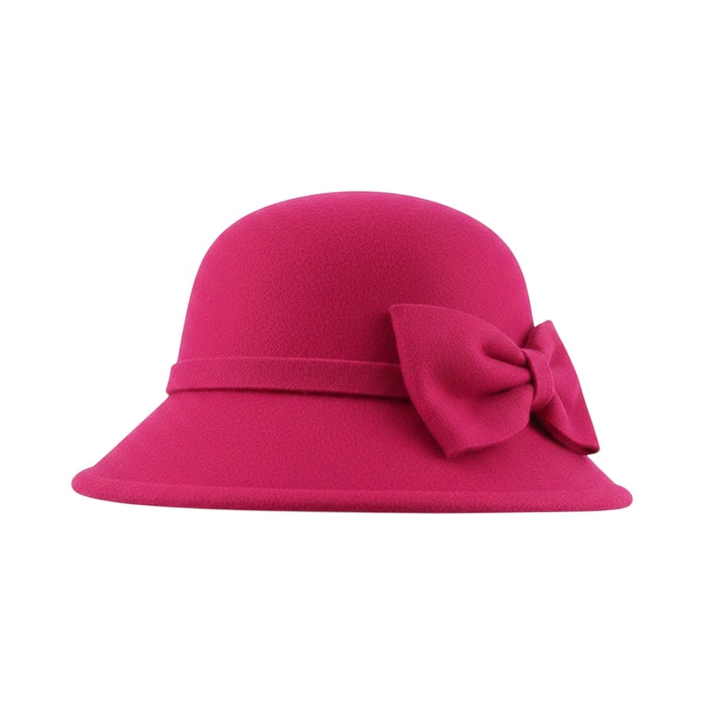 Le Comptoir du Chapeau Rose Bonbon Fedora Bowknot Feutre Femme Vintage
