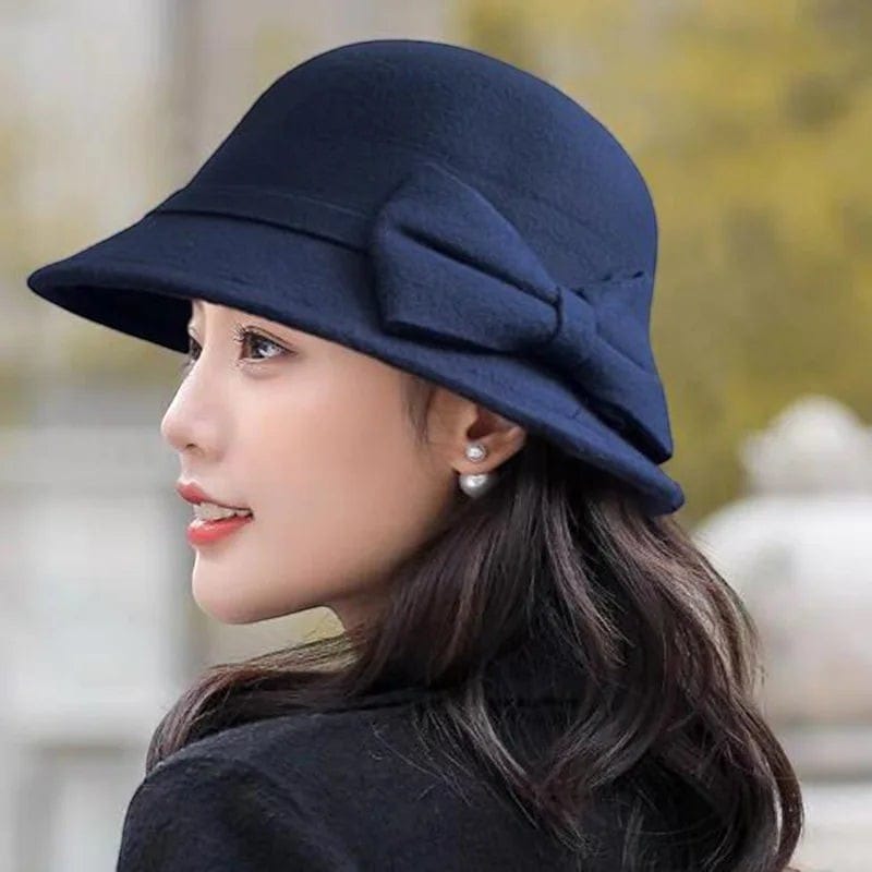 Le Comptoir du Chapeau Fedora Bowknot Feutre Femme Vintage