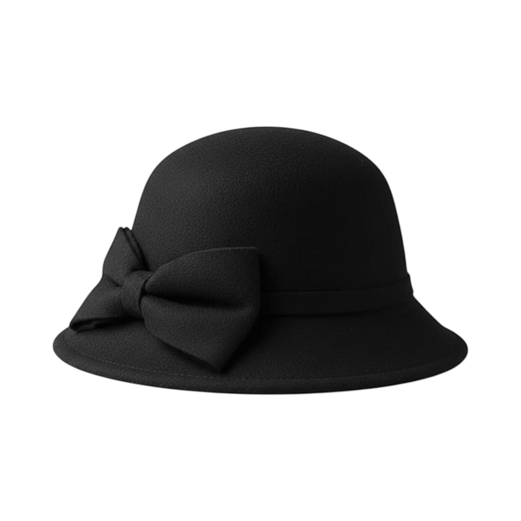 Le Comptoir du Chapeau Noir Fedora Bowknot Feutre Femme Vintage Image