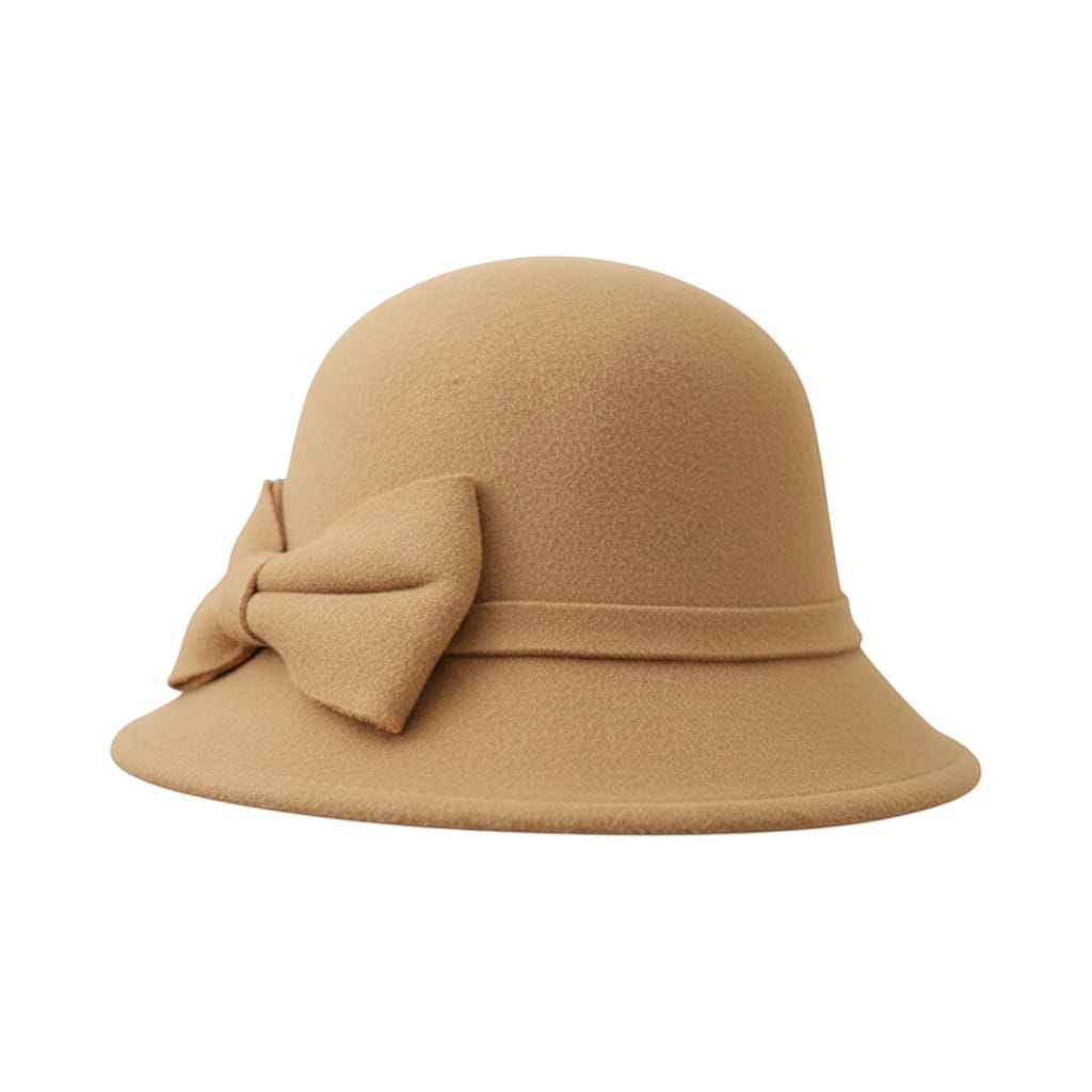 Le Comptoir du Chapeau Marron Clair Fedora Bowknot Feutre Femme Vintage