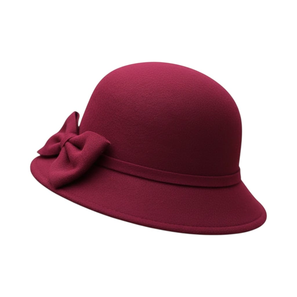 Le Comptoir du Chapeau Bordeaux Fedora Bowknot Feutre Femme Vintage