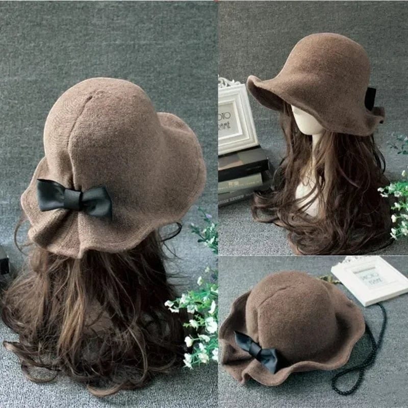 Le Comptoir du Chapeau Fedora Femme Bowler Nœud Laine Cérémonie
