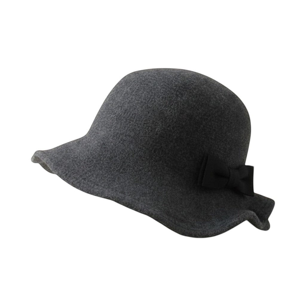 Le Comptoir du Chapeau Gris Foncé Fedora Femme Bowler Nœud Laine Cérémonie