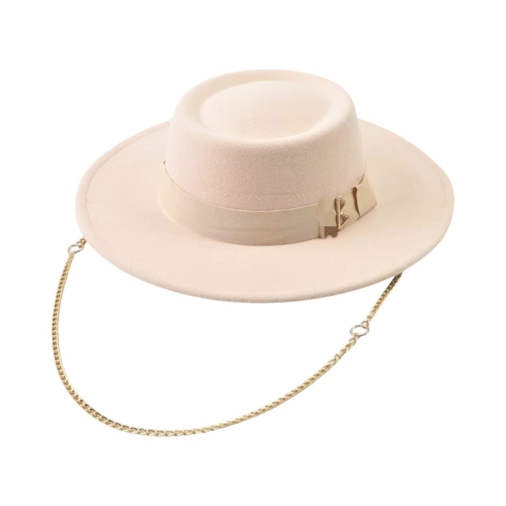Le Comptoir du Chapeau Beige / Taille unique Fedora Femme Lettre Métallique Fashion