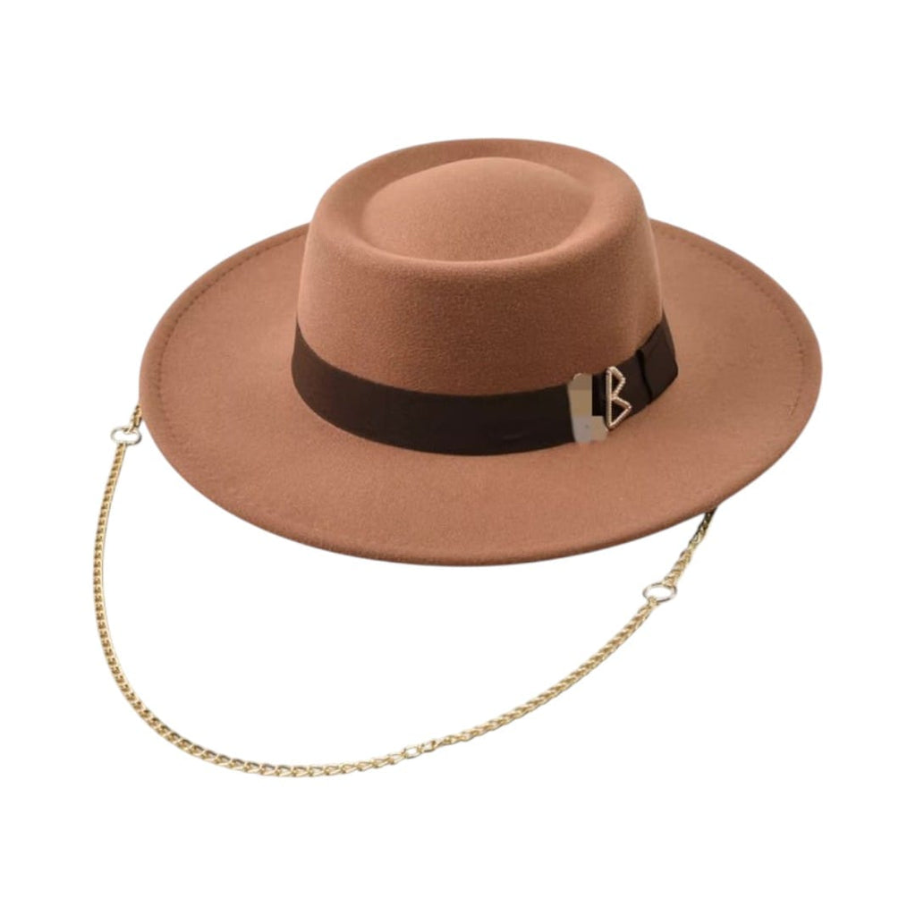 Le Comptoir du Chapeau Marron / Taille unique Fedora Femme Lettre Métallique Fashion