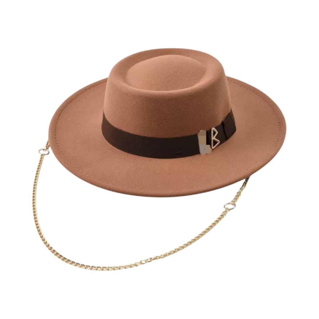Le Comptoir du Chapeau Marron / Taille unique Fedora Femme Lettre Métallique Fashion