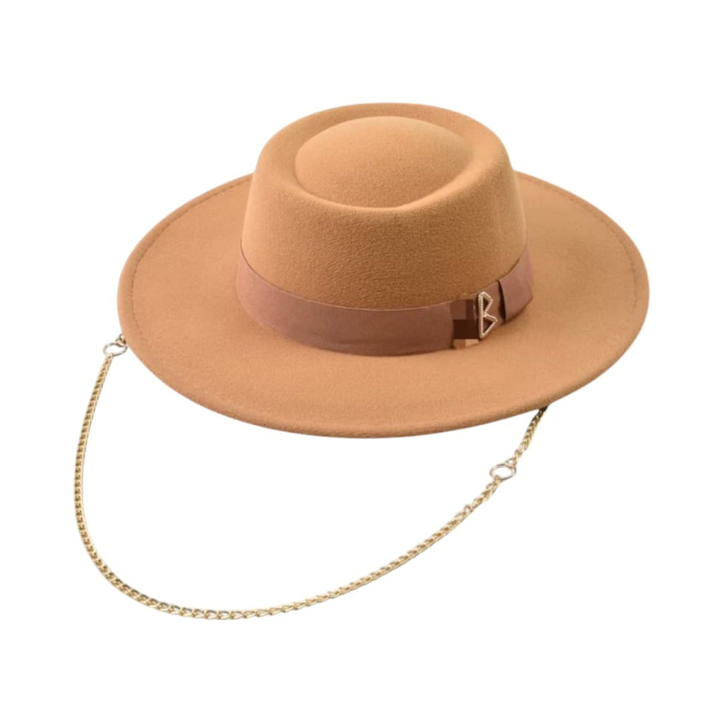 Le Comptoir du Chapeau Marron Clair / Taille unique Fedora Femme Lettre Métallique Fashion