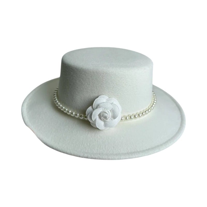 Le Comptoir du Chapeau Blanc / 56 - 58cm Fedora Feutre Femme Large Bord 10cm