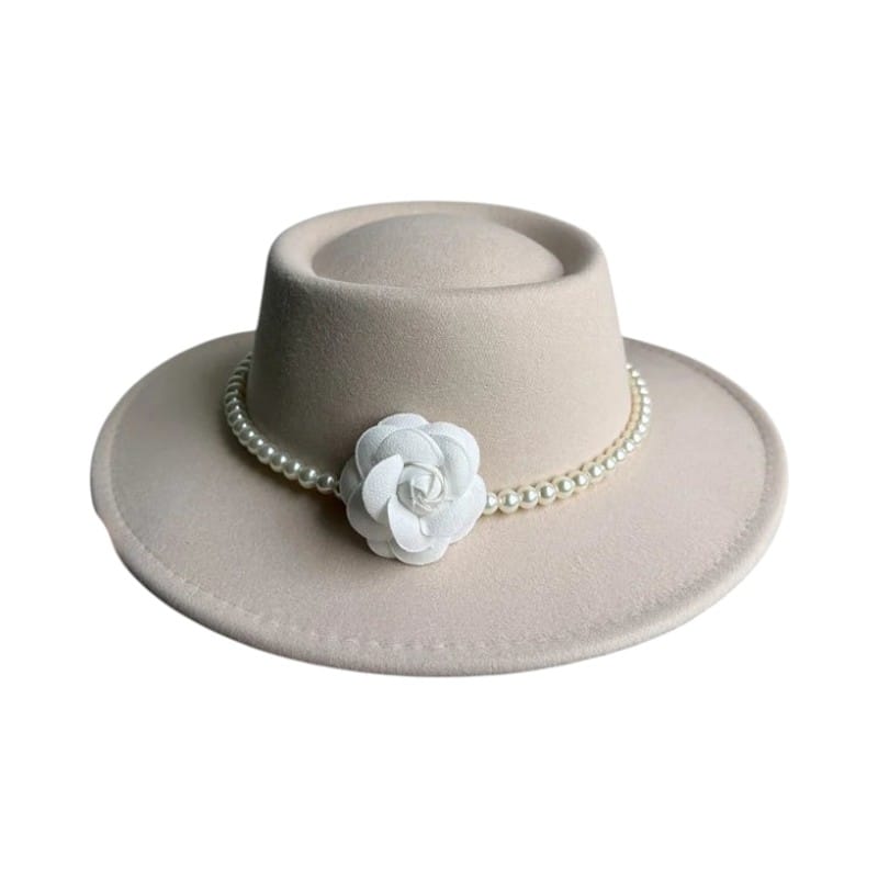 Le Comptoir du Chapeau Beige / 56 - 58cm Fedora Feutre Femme Large Bord 10cm