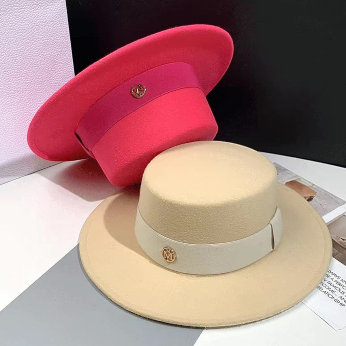 Le Comptoir du Chapeau Fedora Feutre Flat Top Grand Bord