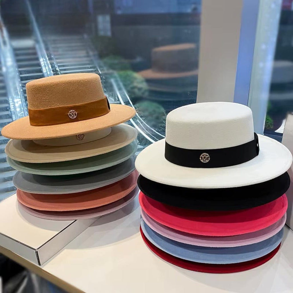 Le Comptoir du Chapeau Fedora Feutre Flat Top Grand Bord