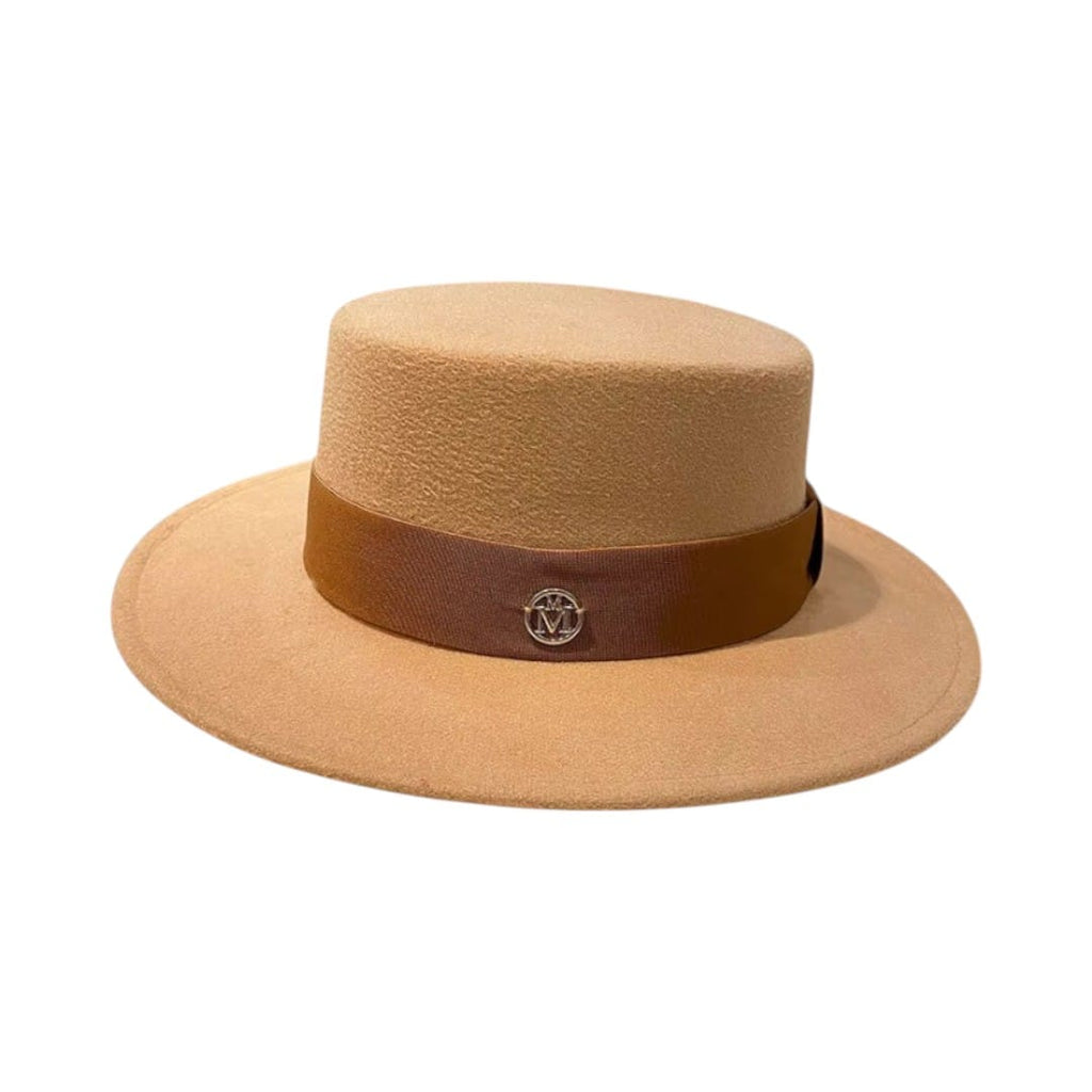 Le Comptoir du Chapeau Marron Clair / 56-58cm Fedora Feutre Flat Top Grand Bord