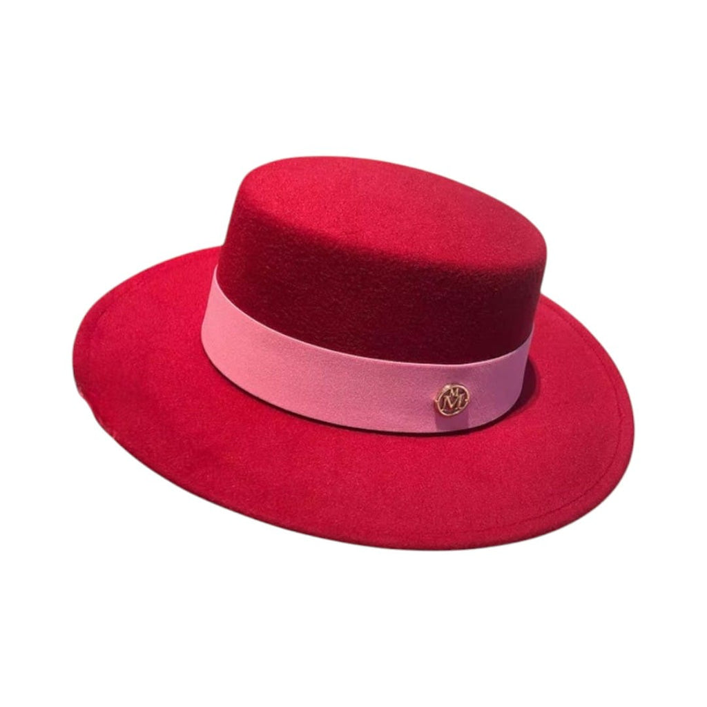 Le Comptoir du Chapeau Rouge / 56-58cm Fedora Feutre Flat Top Grand Bord