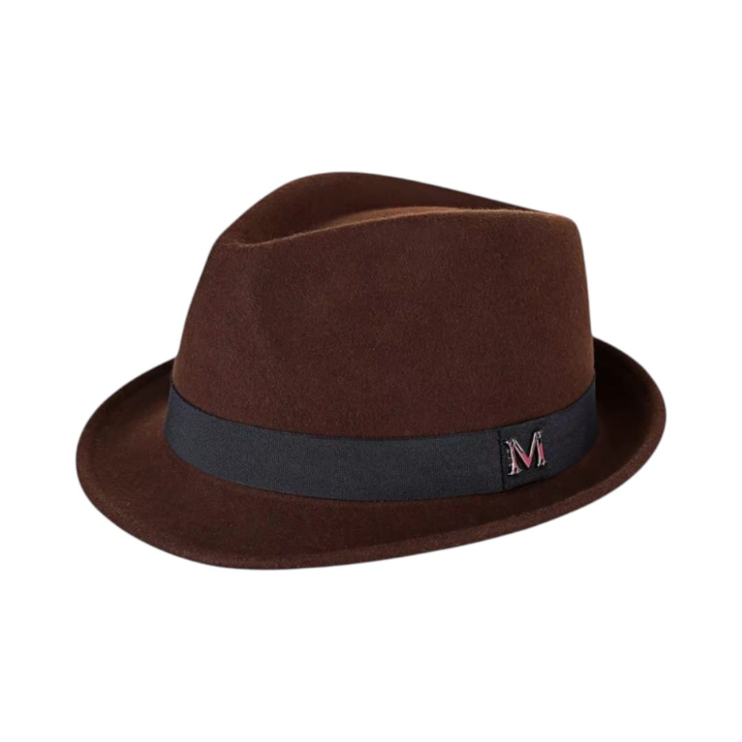 Le Comptoir du Chapeau Marron Fedora Feutre Jazz Bord Étroit Gentleman
